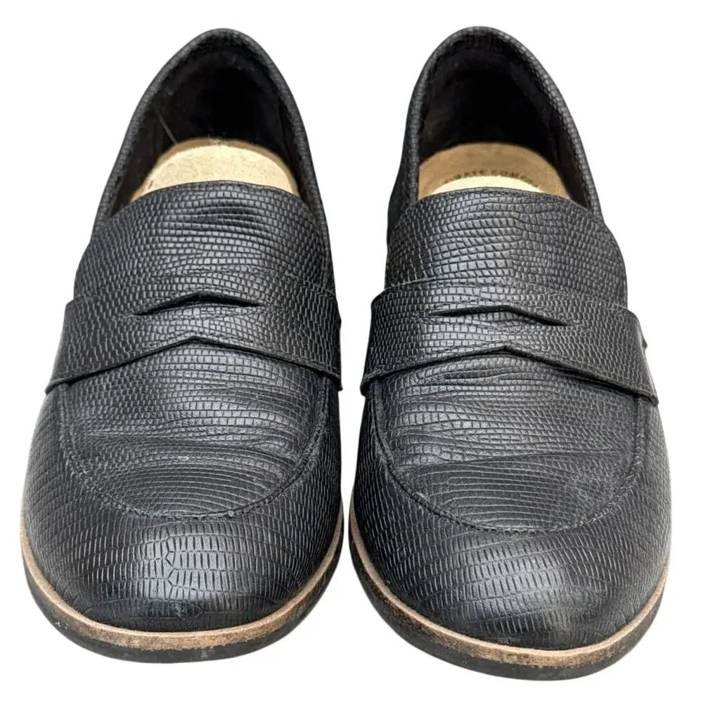 Clarks Trish Rose Black Leather Comfort Slip On Dressy Penny Loafer Women 7.5